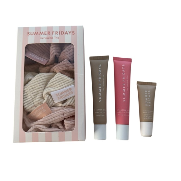Summer Fridays Scrunchie Trio & Lip butter balm set. BRAND NEW